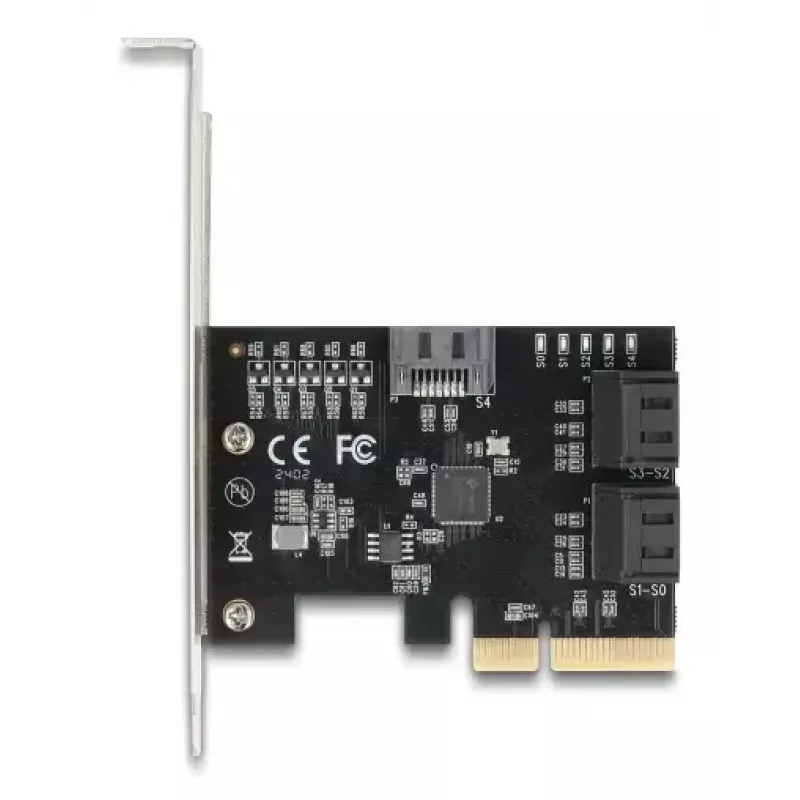 Internal SATA adapter DELOCK 90890 — PCIe to 5× SATA (JMicron JMB585), low profile, black
