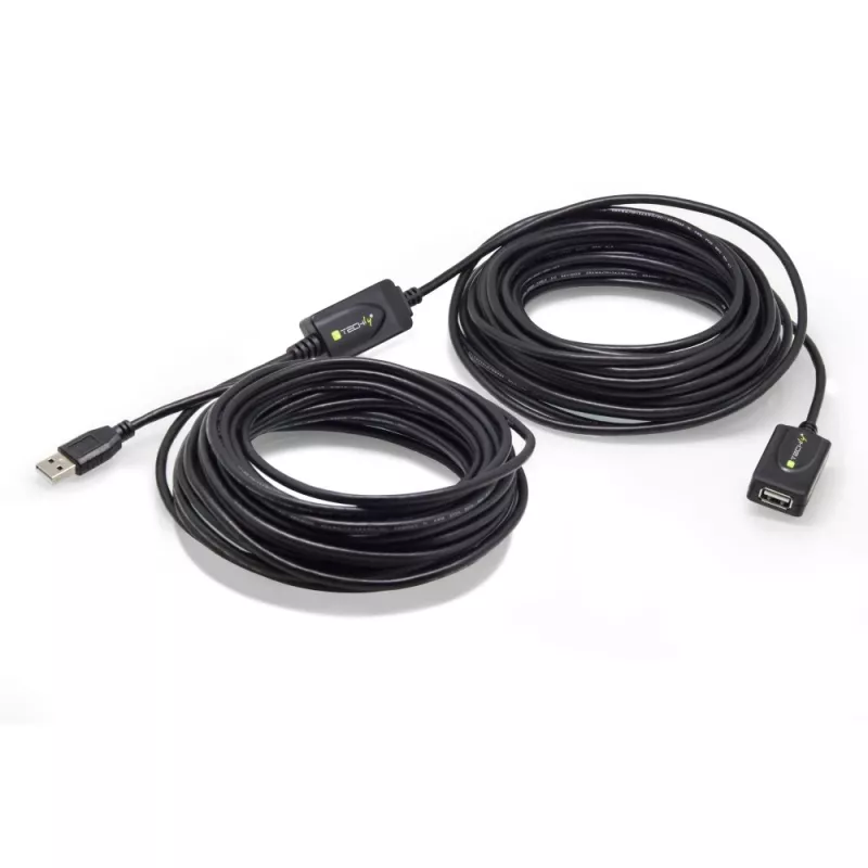 Techly IUSB-REP220TY3 USB cable USB 2.0 20 m USB A Black
