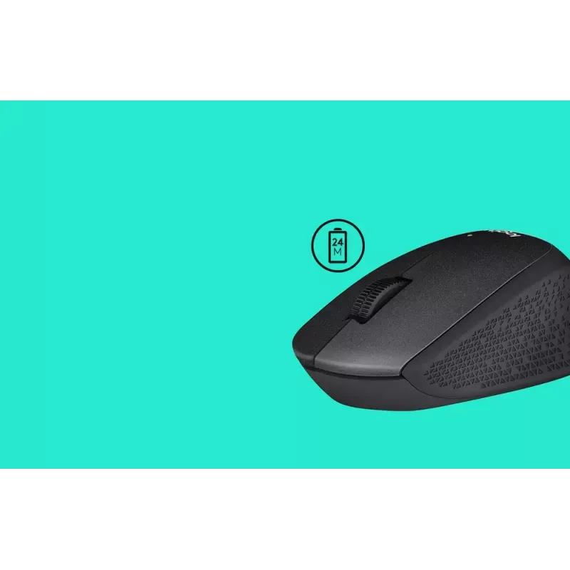 Logitech mouse M330 SILENT PLUS — RF wireless, right-hand, 1000 DPI, 3 buttons, scroll wheel, black, battery-powered