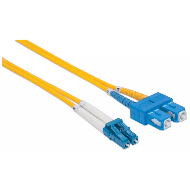 Intellinet Fiber Optic Patch Cable, OS2, LC/SC, 1m, Yellow, Duplex, Single-Mode, 9/125 µm, LSZH, Fibre, Lifetime Warranty