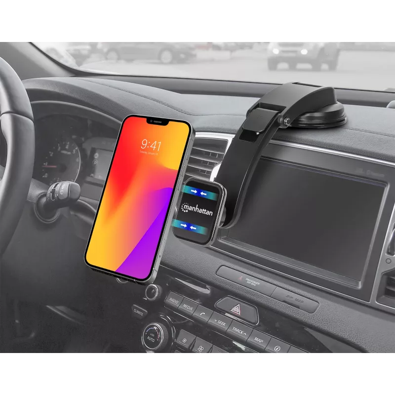 Manhattan Universal Car Dashboard Mount with Magnetic Phone Holder for Smartphones, Horizontal or Vertical Use, Black, Three Year Warranty