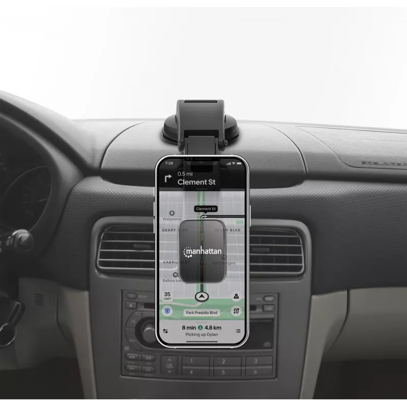 Manhattan Universal Car Dashboard Mount with Magnetic Phone Holder for Smartphones, Horizontal or Vertical Use, Black, Three Year Warranty