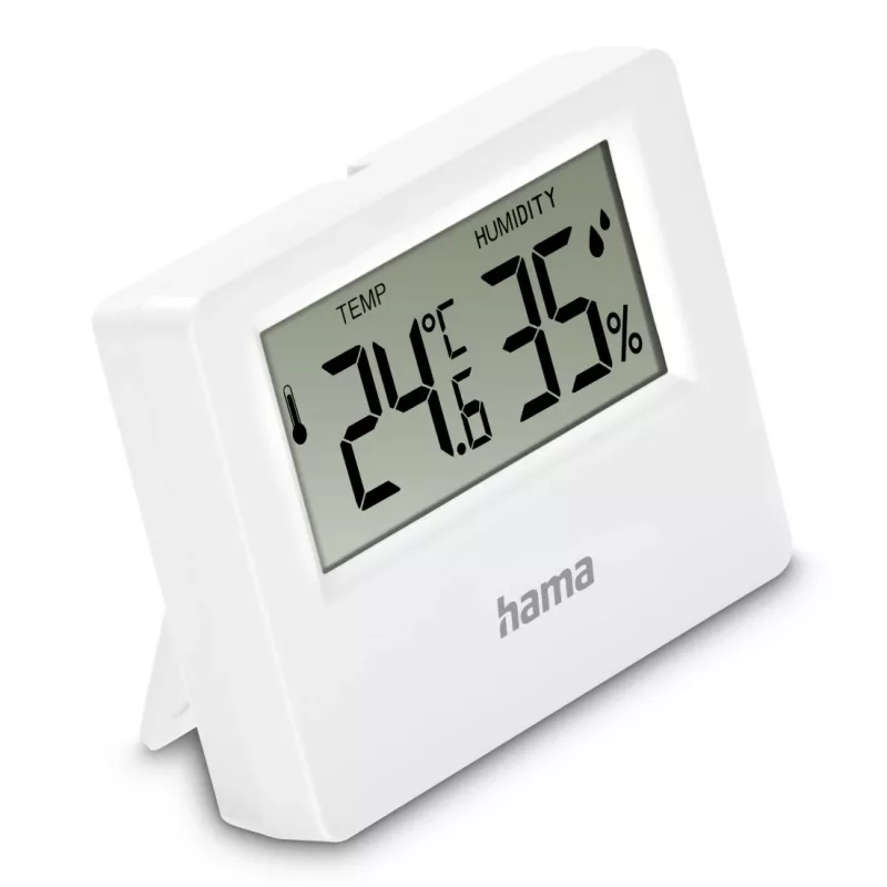 Hama Ebro Thermometer and Hygrometer, Digital, For Indoors or Outdoors, white