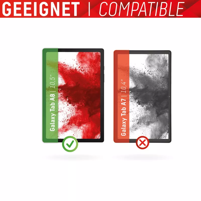 Displex Tablet Glass (9H) for Samsung Galaxy Tab A8, Eco Mounting Frame, unbreakable, ultra-slim, invisible