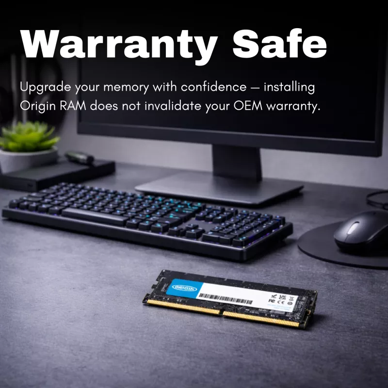 Origin Storage 32GB DDR4 3200MHz UDIMM 2Rx8 Non-ECC 1.2V, 32 GB, 1 x 32 GB, DDR4, 3200 MHz, 288-pin DIMM