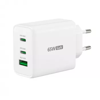 j5create JUP3365E-EN 65W GaN USB-C® 3-Port Charger, Indoor, AC, White