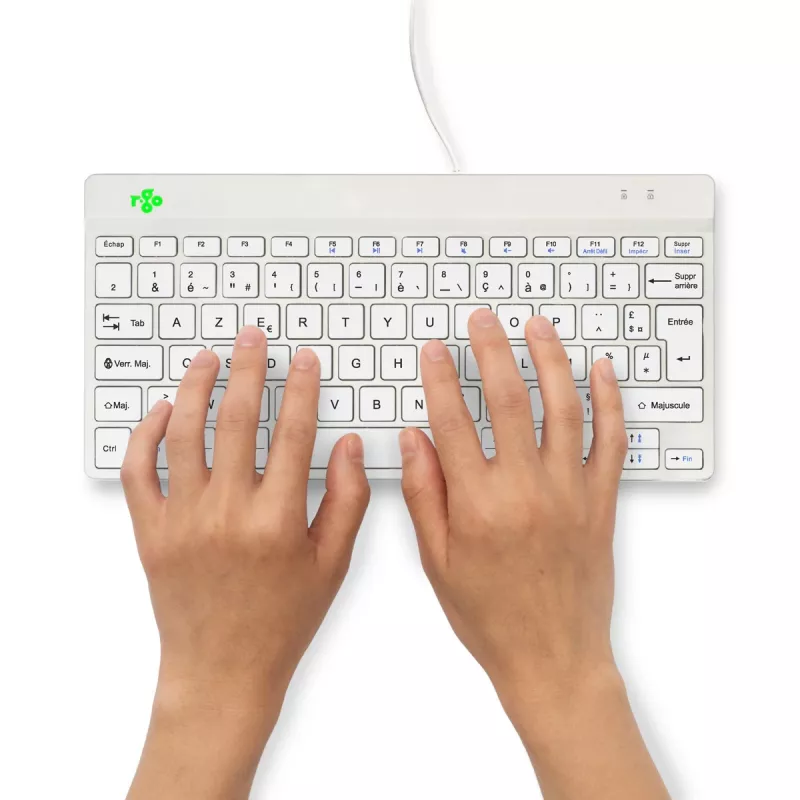 R-Go Tools Ergonomic keyboard R-Go Compact Break, compact keyboard with break software, AZERTY (FR), wired, white