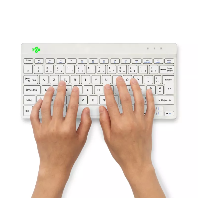 R-Go Tools Ergonomic keyboard R-Go Compact Break, compact keyboard with break software, AZERTY (FR), Bluetooth, white