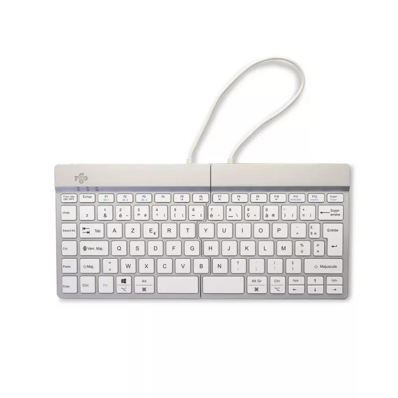 R-Go Tools Ergonomic keyboard R-Go Split Break with break software, ergonomic split keyboard, AZERTY (FR), Bluetooth, white