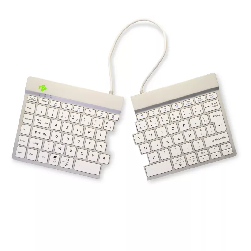 R-Go Tools Ergonomic keyboard R-Go Split Break with break software, ergonomic split keyboard, AZERTY (FR), Bluetooth, white