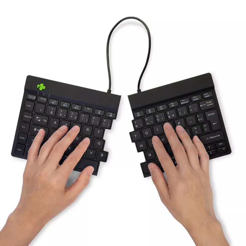 R-Go Tools Ergonomic keyboard R-Go Split Break with break software, ergonomic split keyboard, AZERTY (FR), Bluetooth, black
