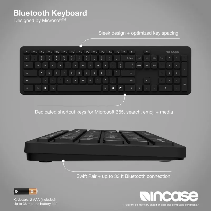 Incase Designed by Microsoft Bluetooth keyboard Universal QWERTY German Black