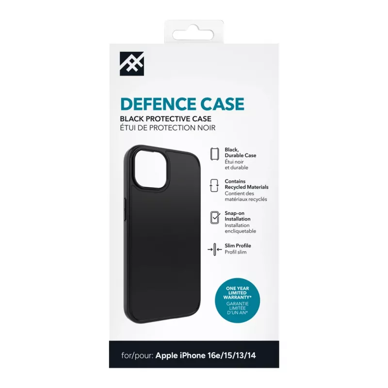 IFROGZ Defence Case iPhone 17e/16e/15/14/13 Black, Cover, Apple, iPhone 17e/16e/15/14/13, 15.5 cm (6.1 inch), Black