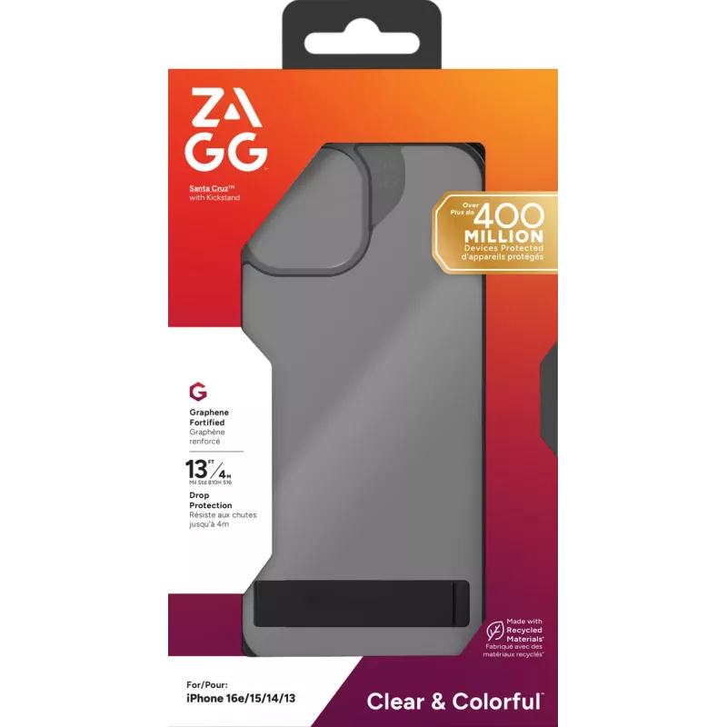 ZAGG Santa Cruz Kickstand Case iPhone 17e/16e/15/14/13 Black
