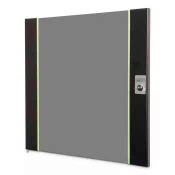 Glass front door for 19 inch 12U wall-mounted enclosure DIGITUS Unique series — glass and metal, black