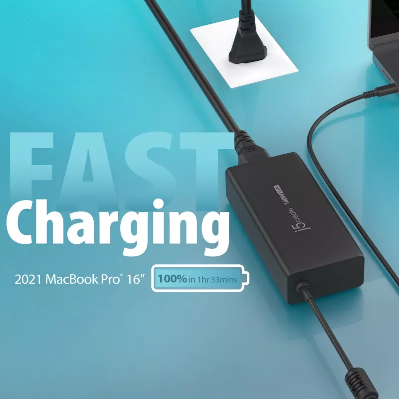 USB-C GaN Charger j5create JUP17140 140W PD3.1, Indoor, Black, 59×127×30.5 mm