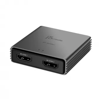 j5create JDSH812 ​​8K HDMI™ 2.1 2-Way Splitter, HDMI, 2x HDMI, 7680 x 4320 pixels, Grey, Aluminium, 8K Ultra HD