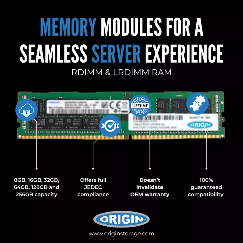 Origin Storage 16GB DDR4 3200MHz RDIMM 2Rx8 ECC 1.2V, 16 GB, 1 x 16 GB, DDR4, 3200 MHz, 288-pin DIMM