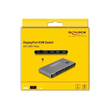 KVM Switch DeLOCK DisplayPort 8K 30 Hz with USB 5 Gbps
