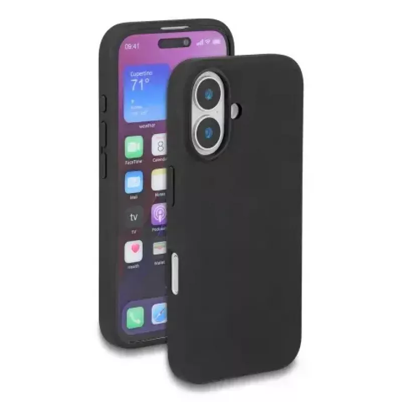 Protective Silicone Soft-Touch Case for iPhone 17 by DELOCK, Cover, Black, fits 6.3 inch (16 cm) screen
