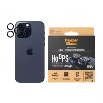 PanzerGlass Hoops Camera Lens Protector iPhone 15 Pro 15 Pro Max Blue Titanium Scratch Shock Resistant