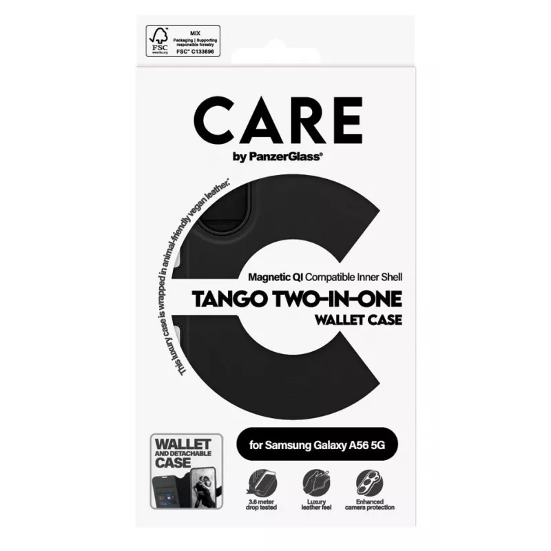 PanzerGlass Tango Two-in-One mobile phone case 17 cm (6.7 inch) Wallet case Black