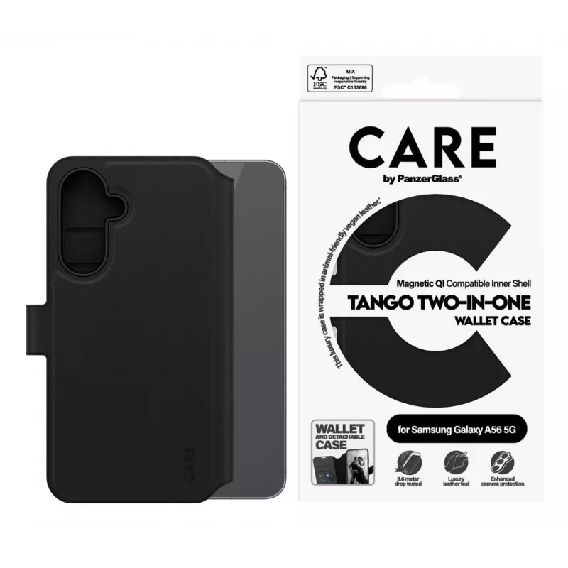 PanzerGlass Tango Two-in-One mobile phone case 17 cm (6.7 inch) Wallet case Black