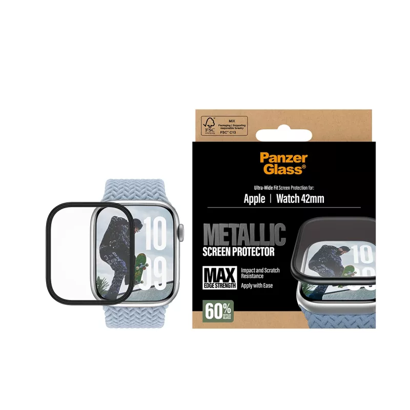 Screen Protector PanzerGlass Black Metal Frame for Apple Watch (model PG38147)