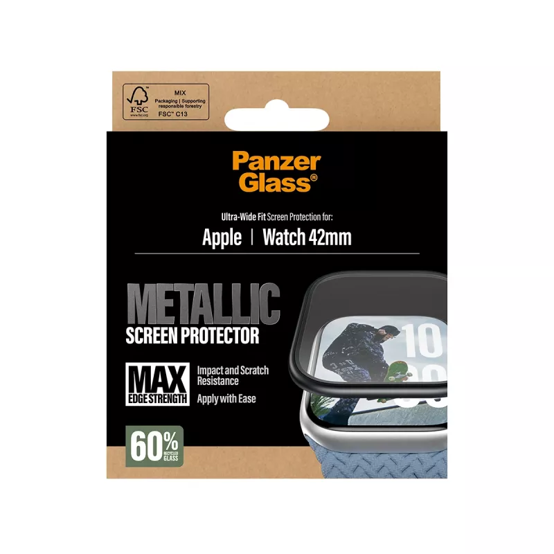 Screen Protector PanzerGlass Black Metal Frame for Apple Watch (model PG38147)