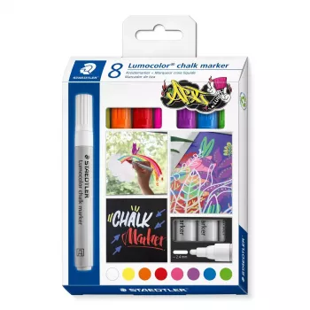 Chalk Marker Staedtler 344 C8 Bullet Assorted Colours 8 pcs