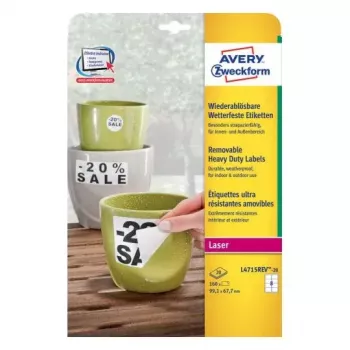 Self-adhesive label Avery L4715REV-20 Rounded rectangle Removable White