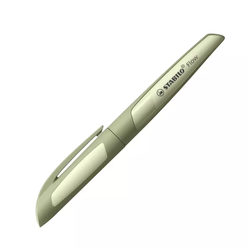 Fountain Pen STABILO Flow khaki Cartridge Blue Ink