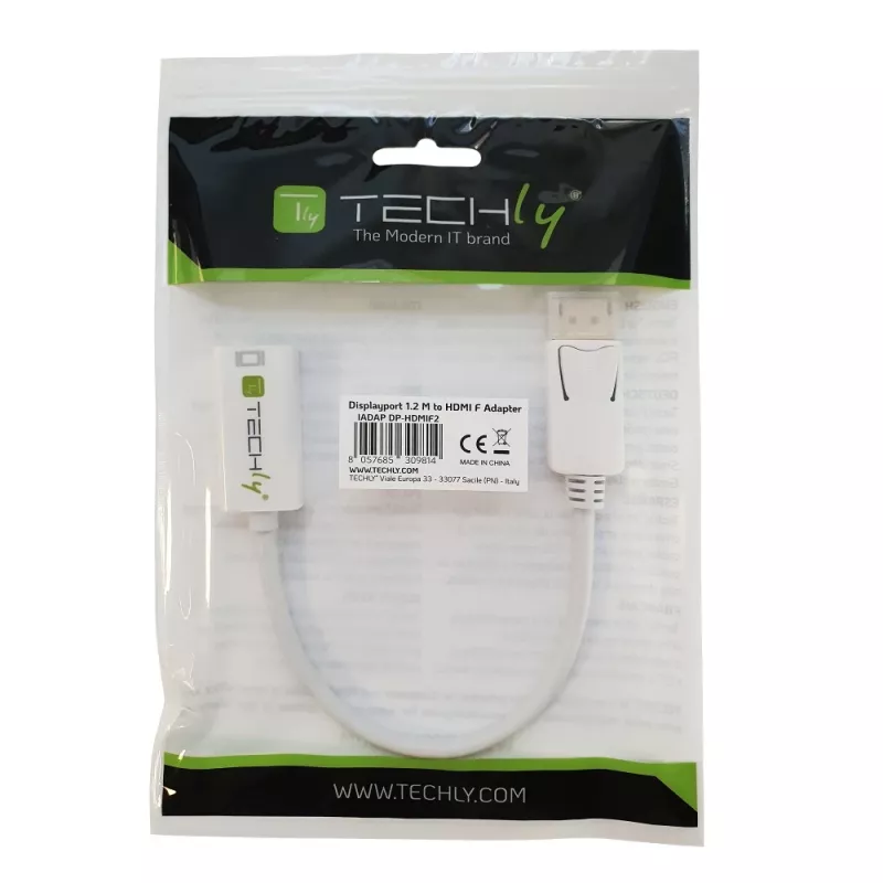 Techly DisplayPort 1.2 Male / HDMI Female Adapter 15cm White IADAP DP-HDMIF2