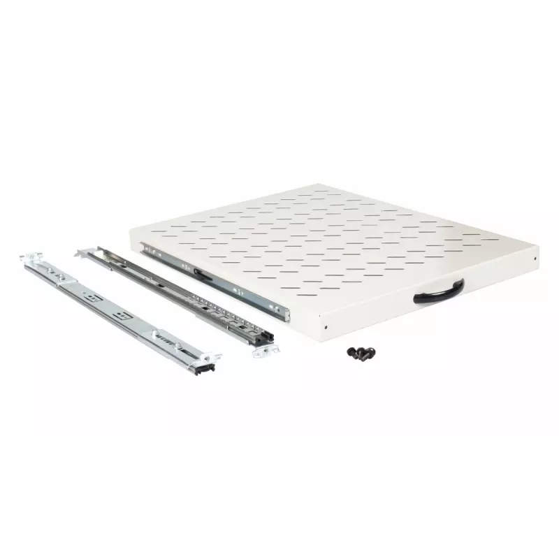 Sliding rack shelf EQUIP 19 inch, 1U, 800 mm depth, light grey