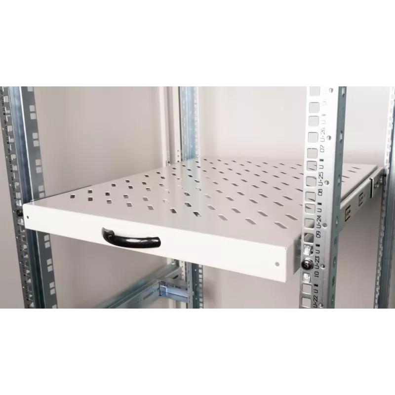 Sliding rack shelf EQUIP 19 inch, 1U, 800 mm depth, light grey