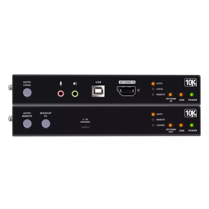 ATEN True 4K DP/HDMI Optical KVM 10km, Transmitter & receiver, Wired, 10000 m, 4096 x 2160 pixels, Black, Metal