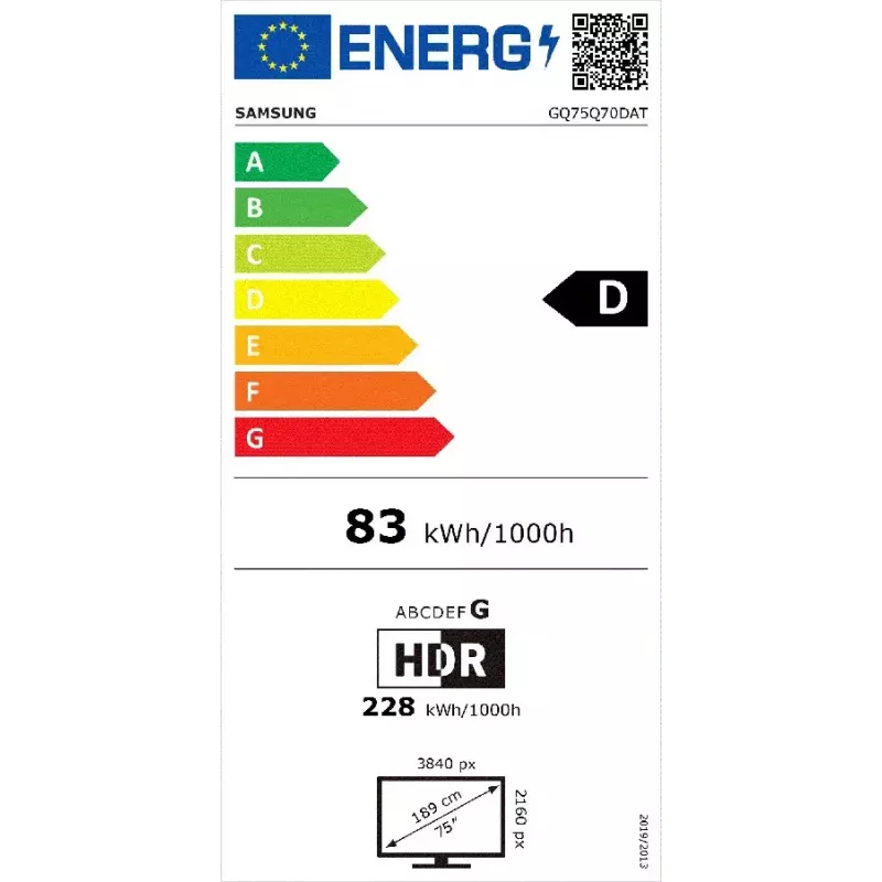 Samsung Q70D GQ75Q70DAT 190.5 cm (75 inch) 4K Ultra HD Smart TV Wi-Fi Black