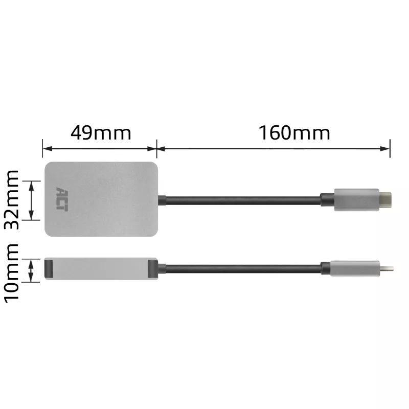 Card Reader ACT AC7056 USB 3.2 Gen 1 Type-C Grey MicroSD SD