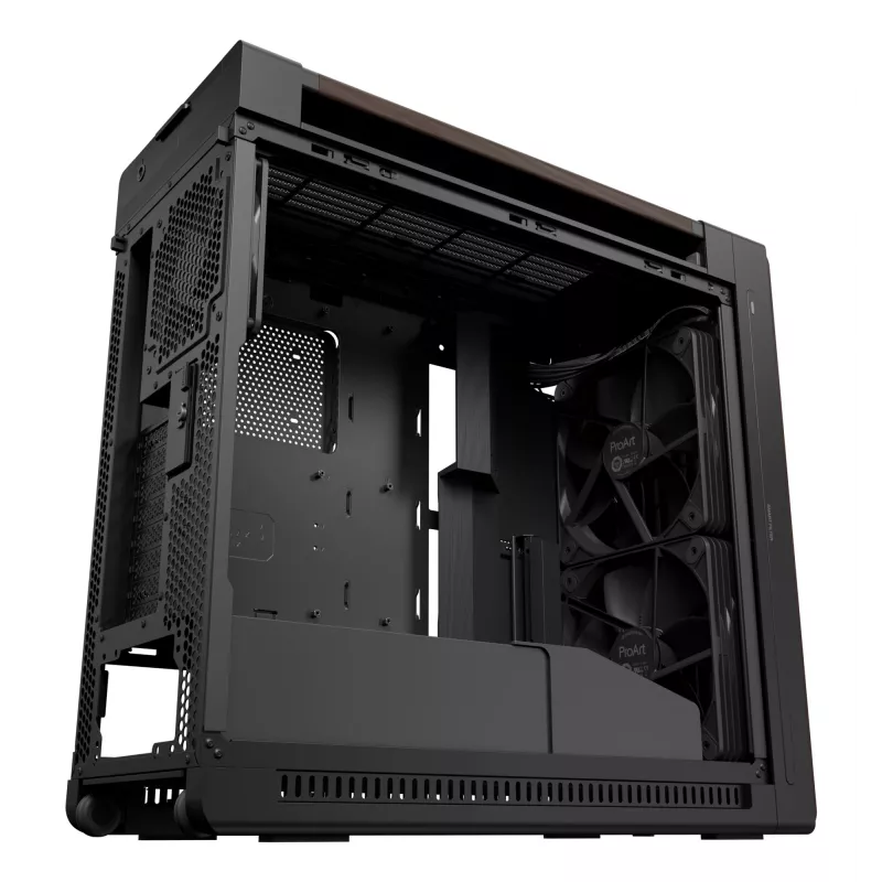 PC Case ASUS ProArt PA602 Wood Edition Midi Tower — Black & Wood, supports ATX/EATX, 2x200mm front, 1x140mm rear