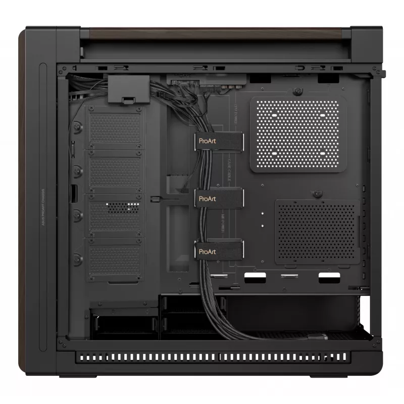 PC Case ASUS ProArt PA602 Wood Edition Midi Tower — Black & Wood, supports ATX/EATX, 2x200mm front, 1x140mm rear