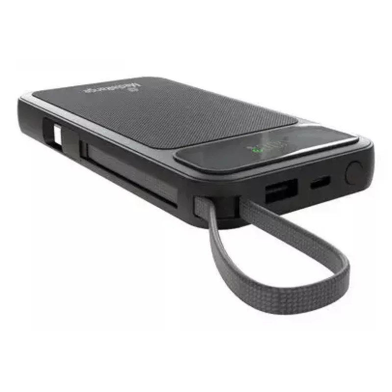 Powerbank MediaRange MRMA753 10,000 mAh LiPo with integrated cables, LC-display, USB-C PD & Quick Charge, black