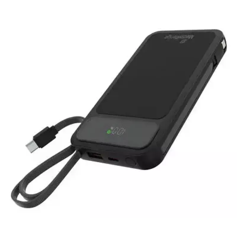 Powerbank MediaRange MRMA753 10,000 mAh LiPo with integrated cables, LC-display, USB-C PD & Quick Charge, black