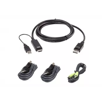 KVM cable kit ATEN 1.8M USB Universal Secure KVM Cable Kit — 1.8 m, USB keyboard/mouse, DisplayPort console, black