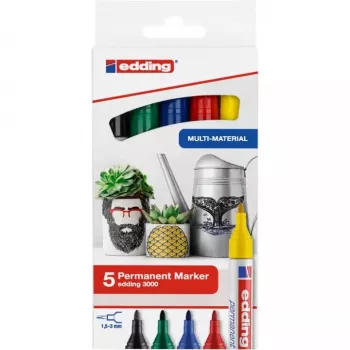 Permanent marker Edding 3000 Bullet tip Assorted colours 5 pc(s)
