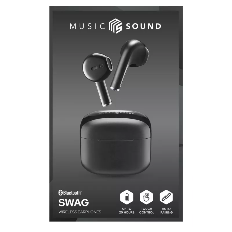 Music Sound Swag SWAG are the capsule-shaped Bluetooth earphones available in many bright, super-trendy colours.