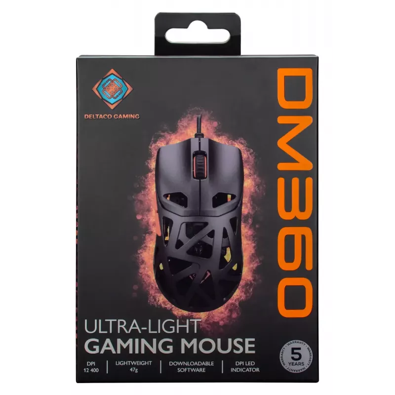 Gaming mouse DELTACO DM360 Ultra-Lightweight 47g, 12 400 DPI, 3327 sensor
