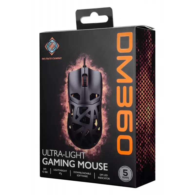Gaming mouse DELTACO DM360 Ultra-Lightweight 47g, 12 400 DPI, 3327 sensor