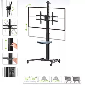 Techly ICA-TR46 multimedia cart/stand Black Flat panel