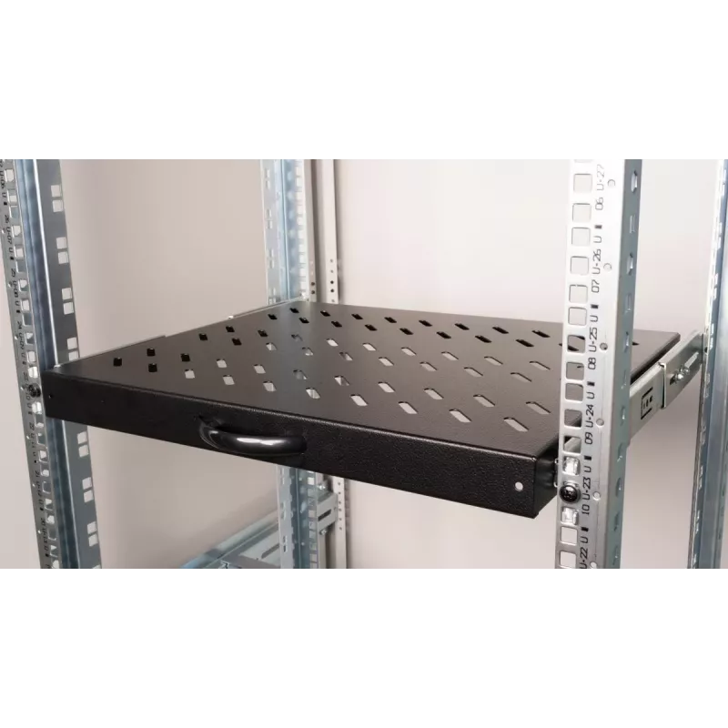 Equip Sliding Shelf 19 inch, 1U, 600mm, Black