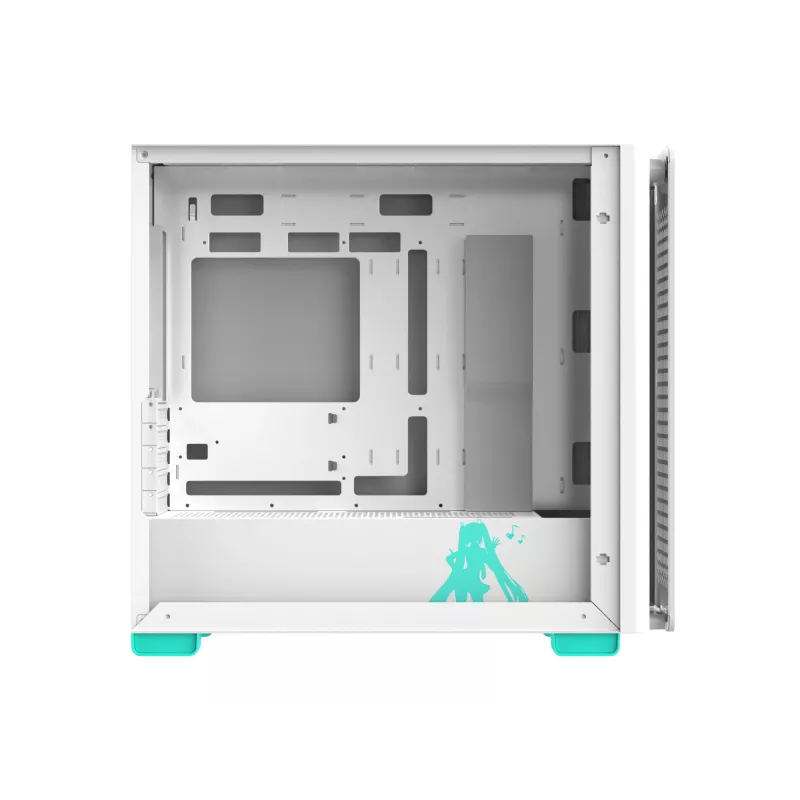PC case ASUS A23 Hatsune Miku Edition — micro ATX / Mini-ITX, supports 120/140 mm fans, 2.5 inch & 3.5 inch drives, turquoise/white